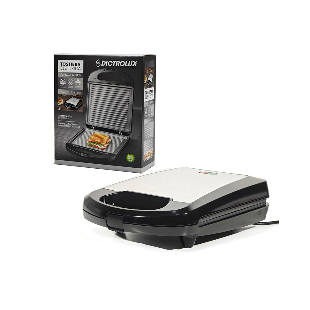 Τοστιέρα για 4 Τοστ Grill 1200W 887904 DICTRO LUXb Μαύρη-Inox