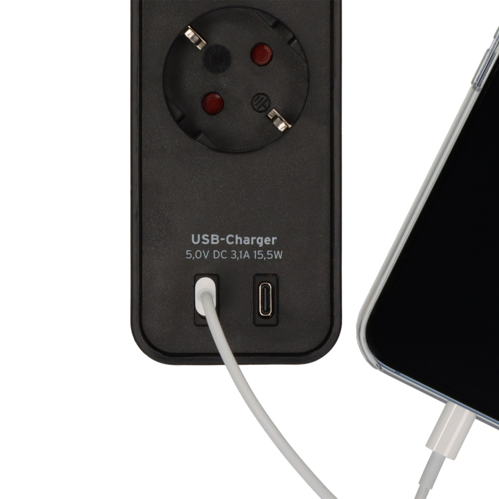 Πολύπριζο 4 θέσεων με 2 x USB-C και διακόπτη BRENNENSTUHL 1153240106 Ecolor μάυρο - Image 3