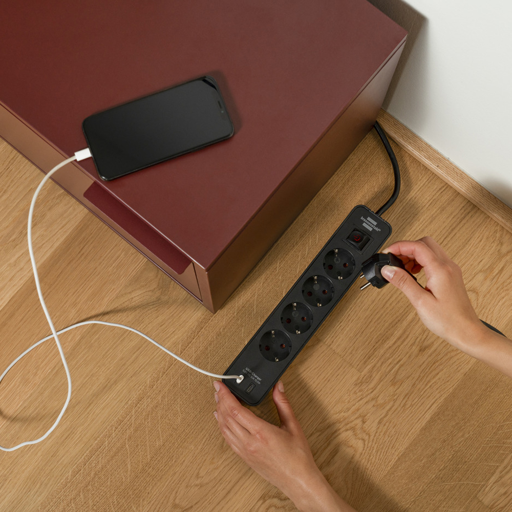 Πολύπριζο 4 θέσεων με 2 x USB-C και διακόπτη BRENNENSTUHL 1153240106 Ecolor μάυρο - Image 5