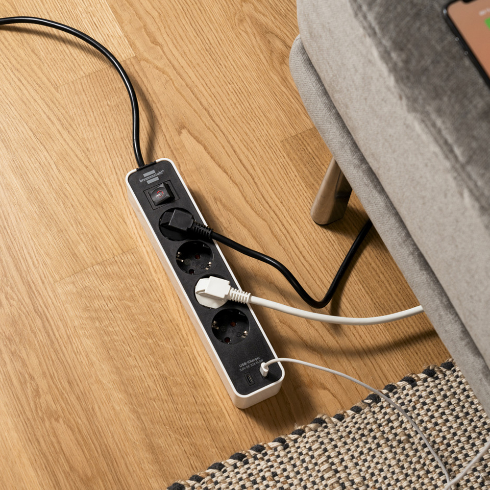 Πολύπριζο 4 θέσεων με 2 x USB-C και διακόπτη BRENNENSTUHL 1153240126 Ecolor λευκό - Image 4