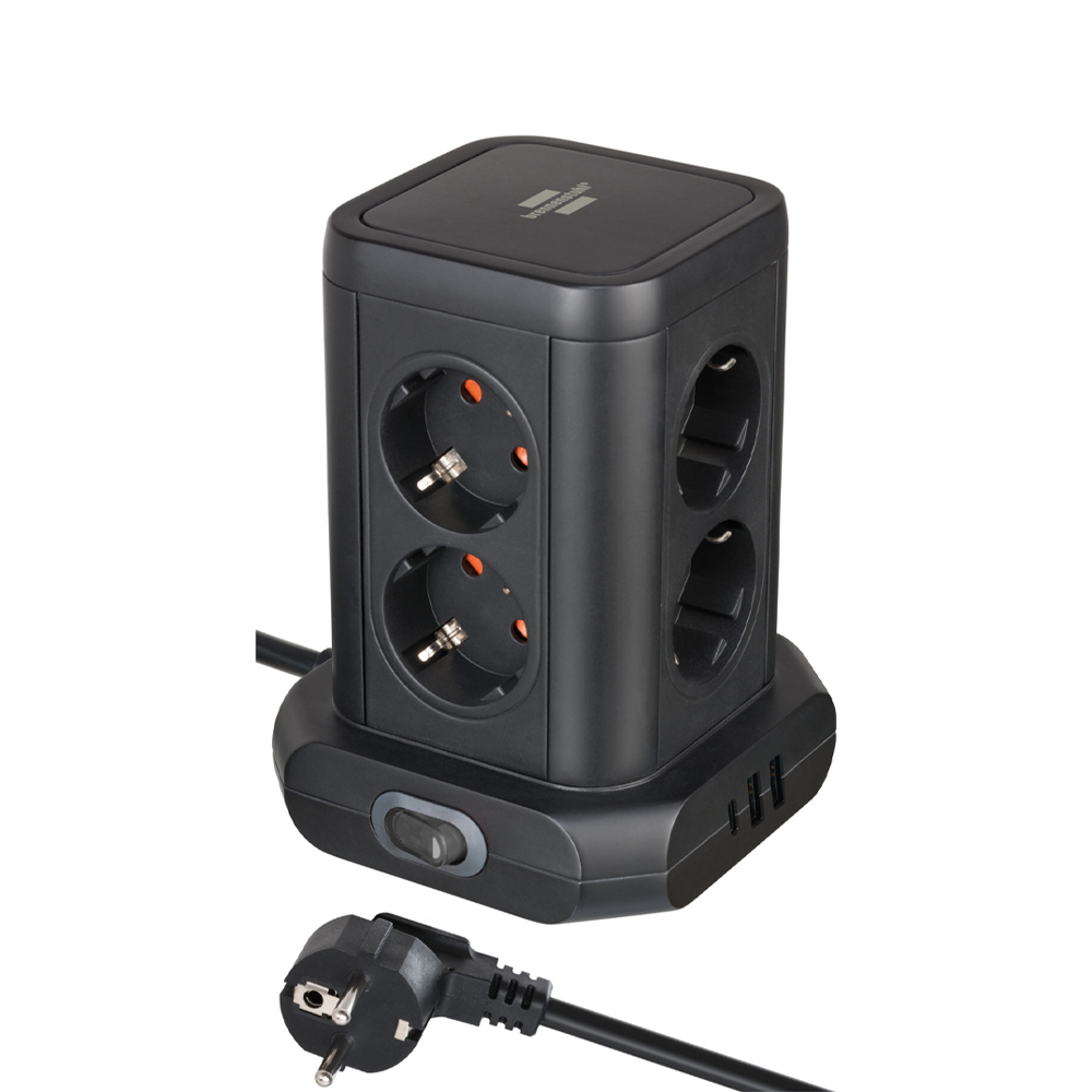 Πολύπριζο επιτραπέζιος πύργος 8 θέσεων 2XUSB-A 1XUSB-C και διακόπτη 1153560010 BRENNENSTUHL