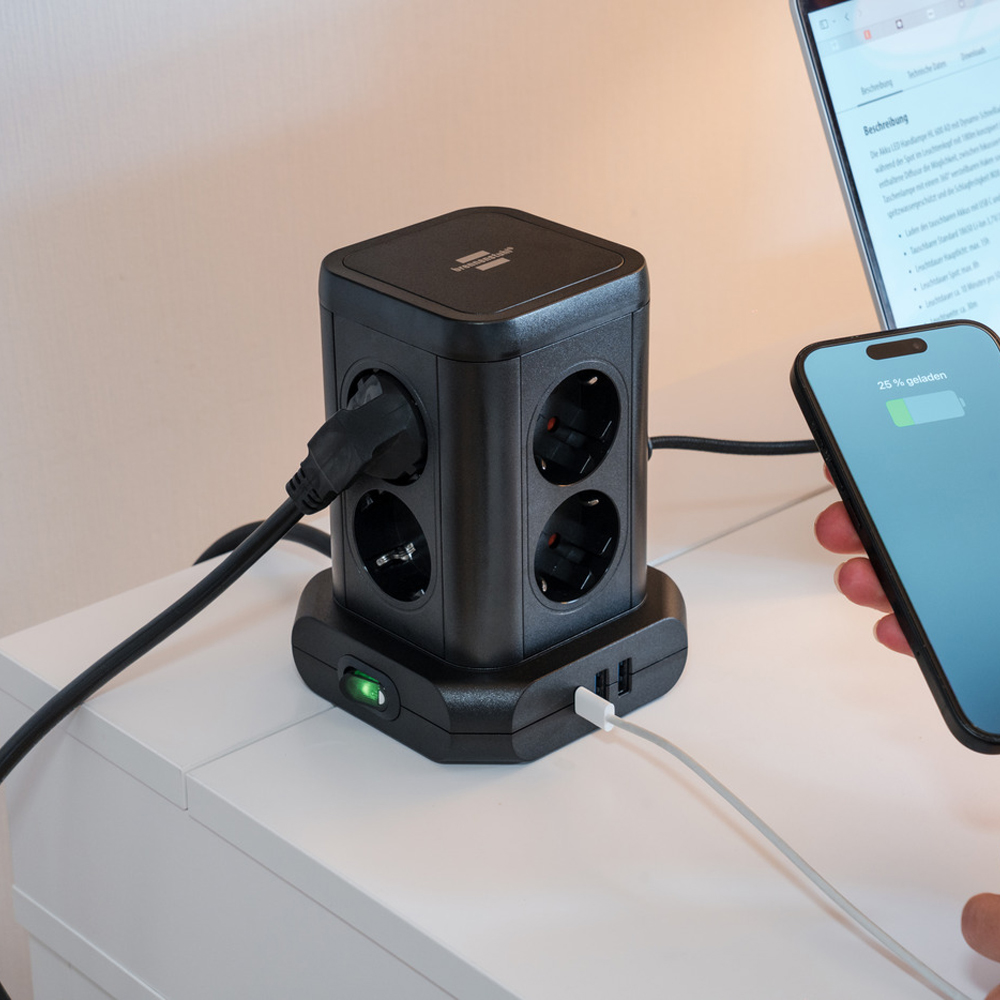 Πολύπριζο επιτραπέζιος πύργος 8 θέσεων 2XUSB-A 1XUSB-C και διακόπτη 1153560010 BRENNENSTUHL - Image 4
