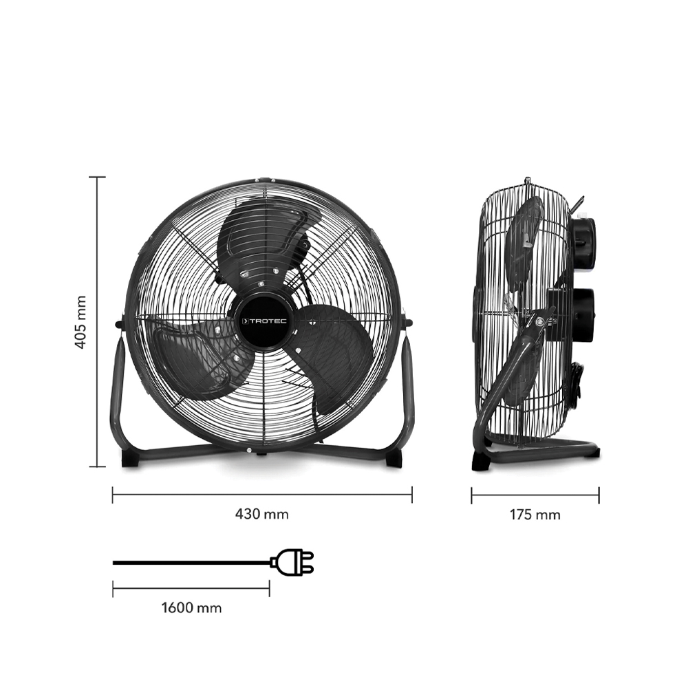 Ανεμιστήρας δαπέδου 59.5W 35cm TVM15 TROTEC Μαύρος - Image 4