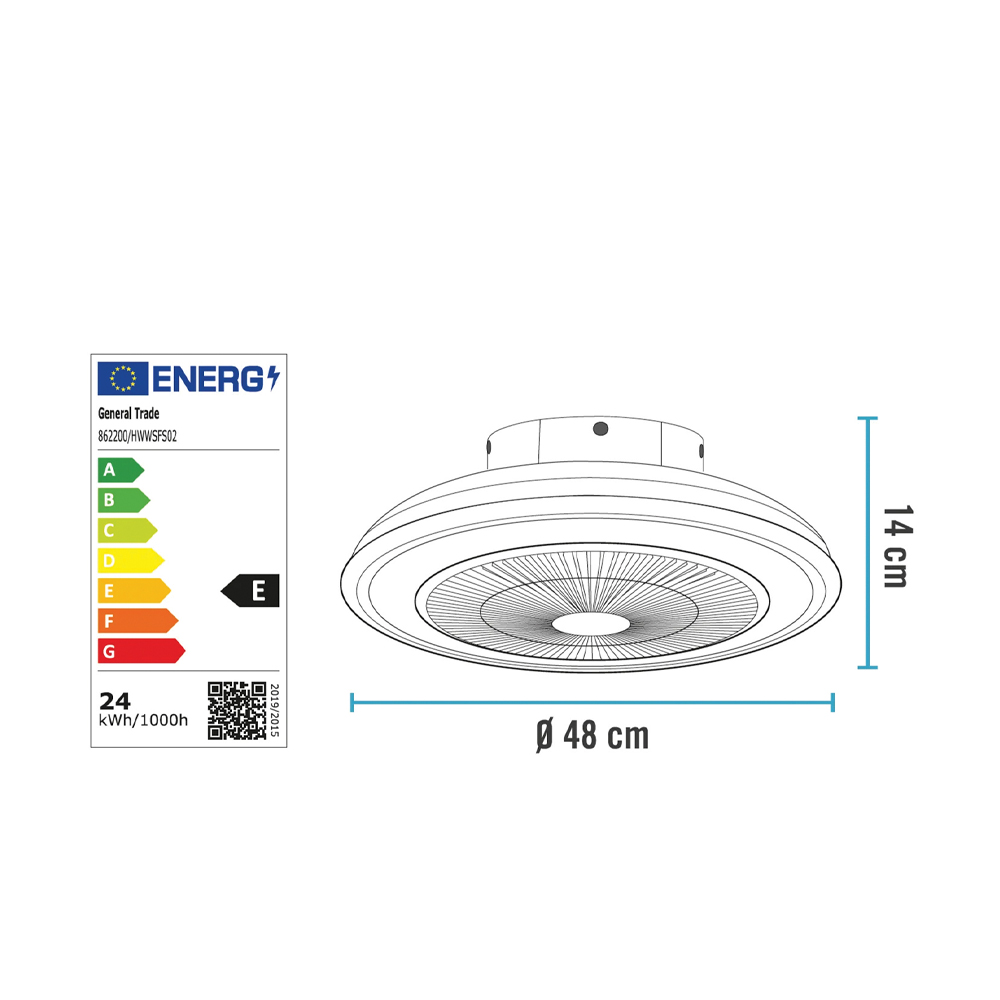 Ανεμιστήρας οροφής με LED φως 48εκ DC μοτέρ 36W 862200 DICTRO LUX Λευκός - Image 4