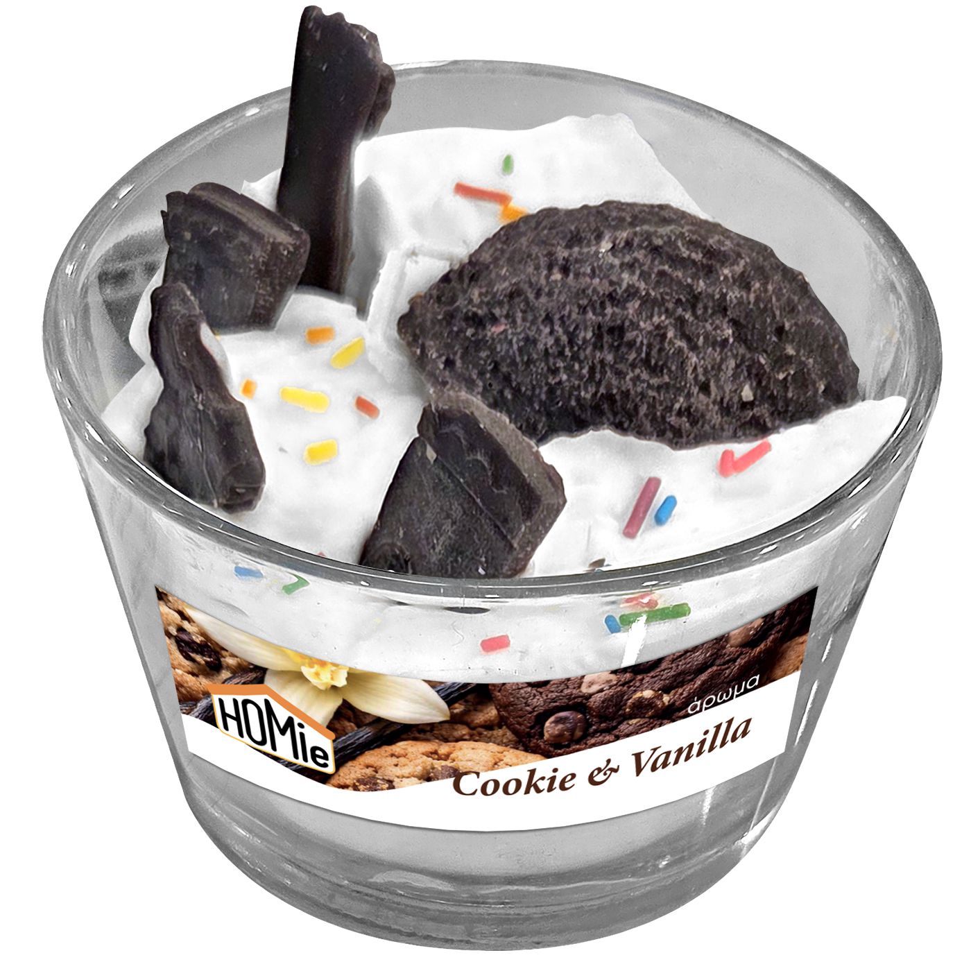 Κερί Μεγάλο Βάζο Επιδόρπιο Cookies και Βανίλια ø10x8cm Homie 57518