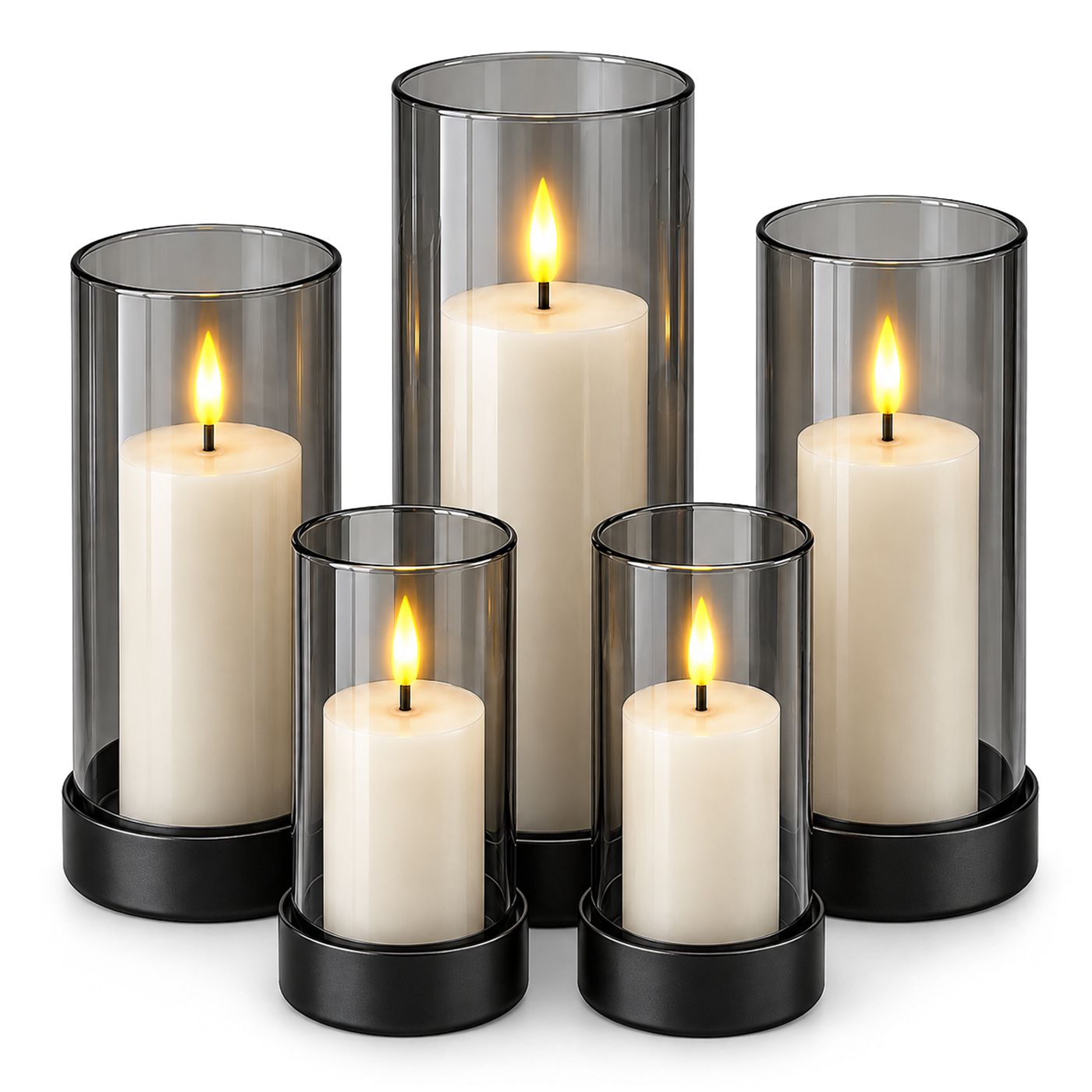 Κεριά LED σε Κηροπήγιο σετ=5τεμ 12,5x6cm /12,5x6cm /13x7,5cm /15x7,5cm /17,5x7,5cm Xmasfest 1134290 - Image 2